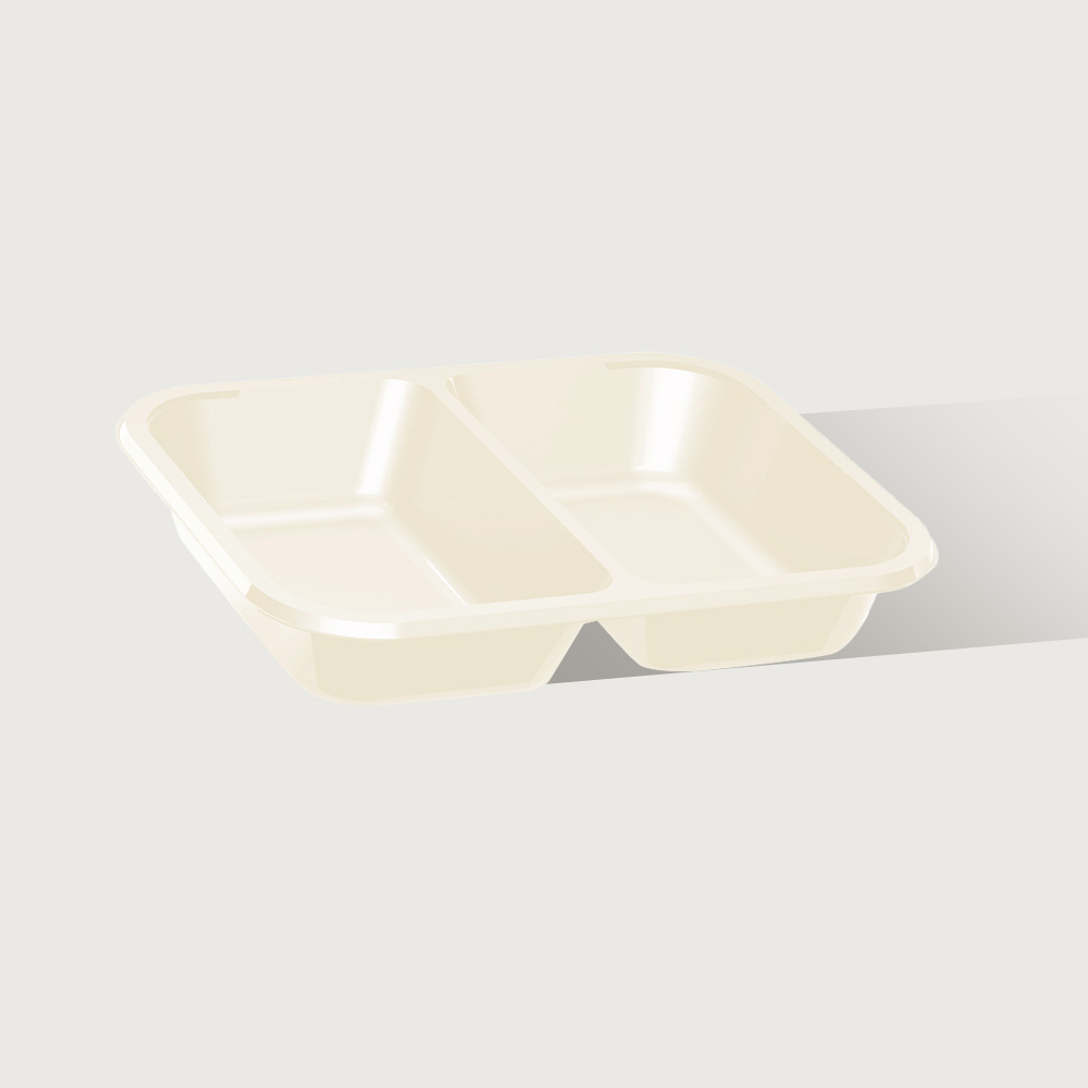 225x175x35mm(2-Compartment) Ovenable Transparent CPET Tray