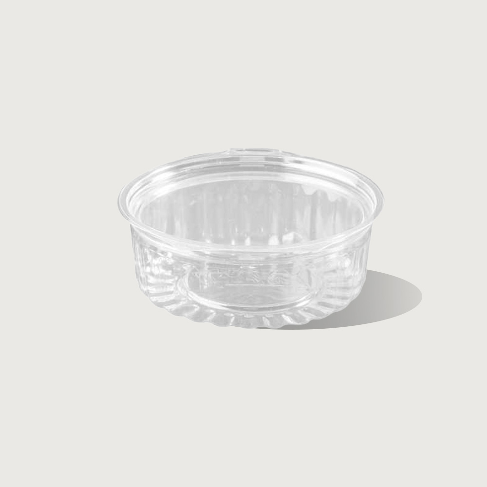 8oz Flat Round Hinged Lid PET ShoBowl Container