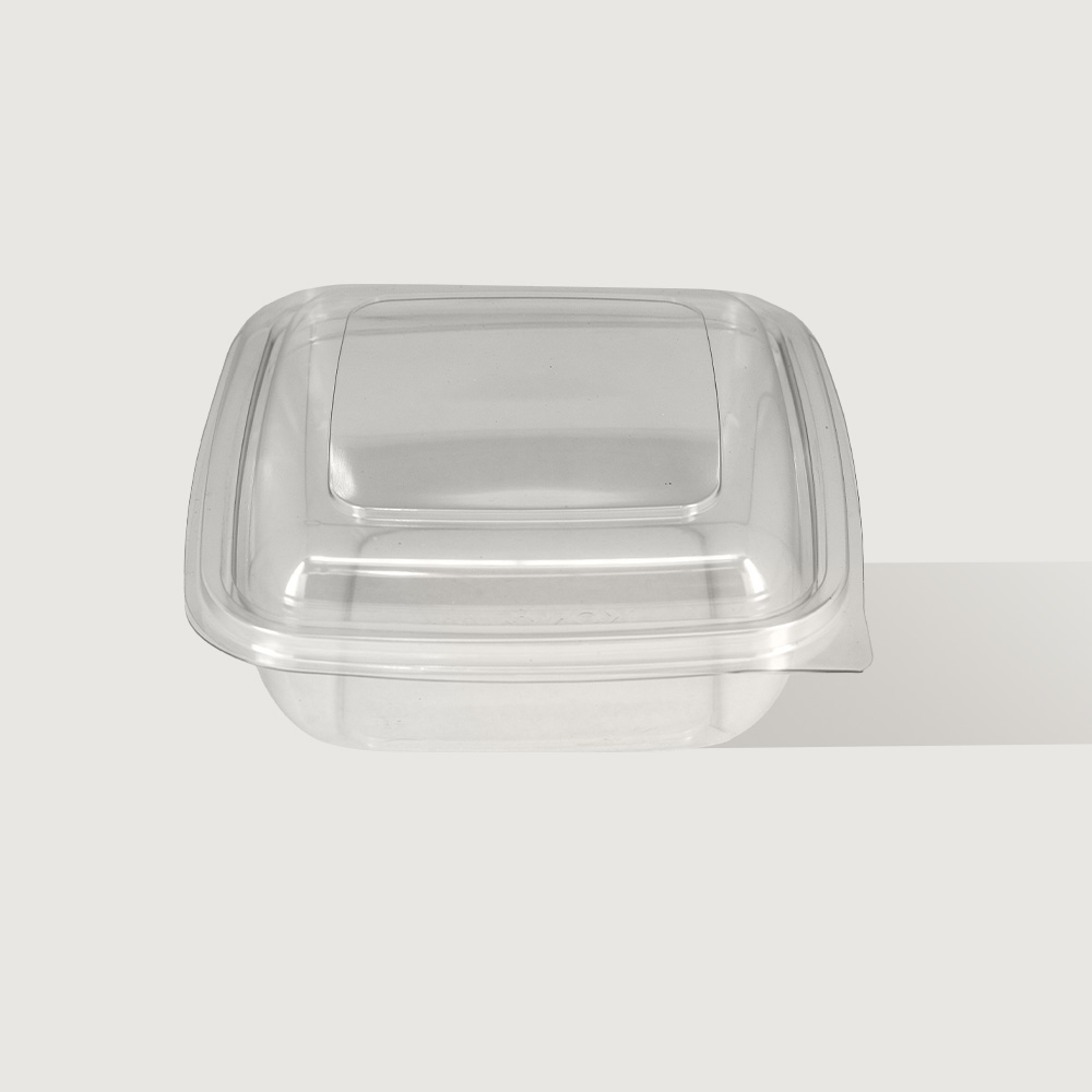 750ml Square Hinged Lid PET Container