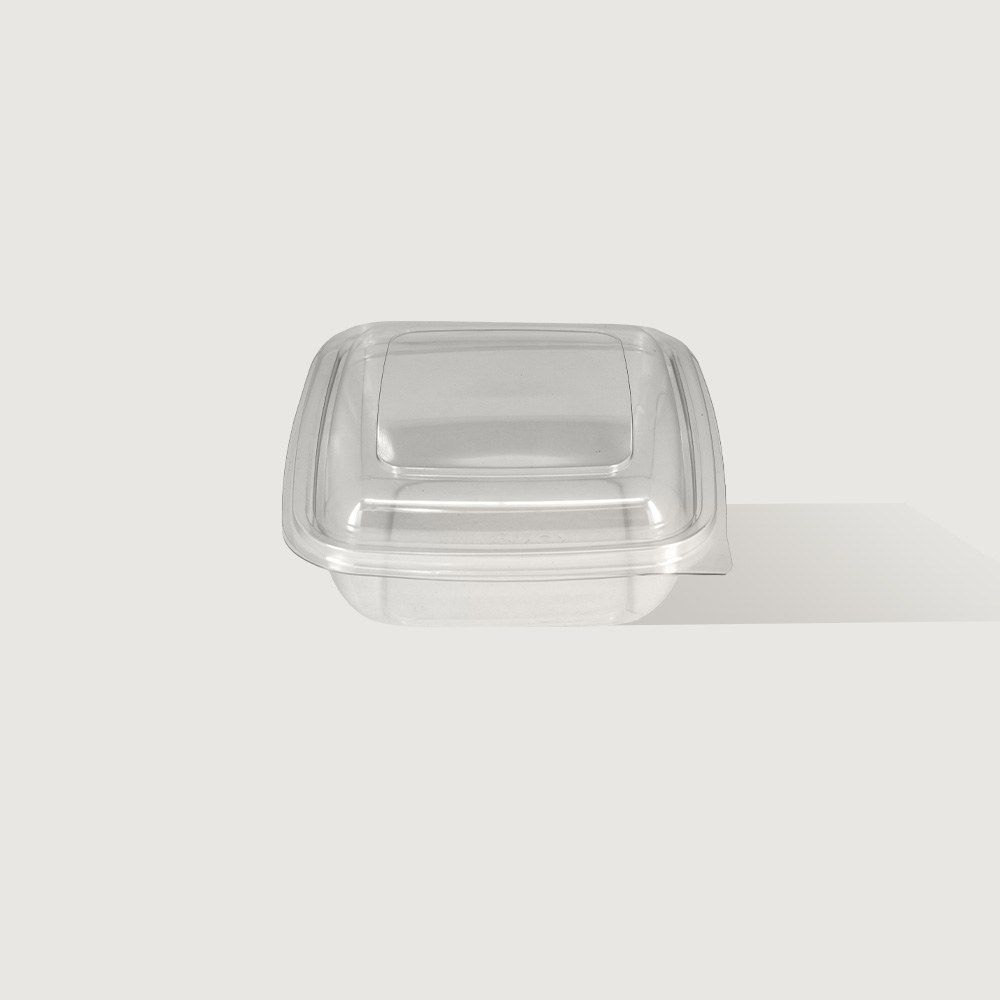 250ml Square Hinged Lid PET Container