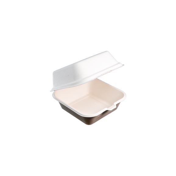 Burger Clamshell White EcoCane Bagasse