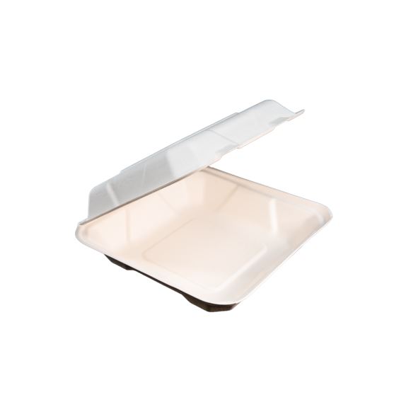 Dinner Clamshell White EcoCane Bagasse