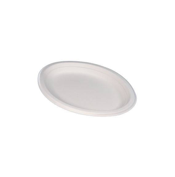Plate 10" Oval White EcoCane Bagasse