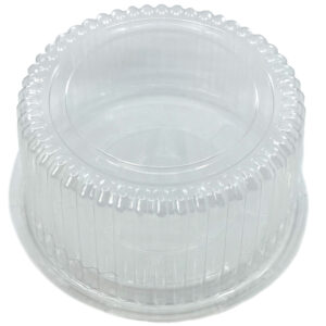 CLEAR CAKE DOME AND BLACK BASE LARGE